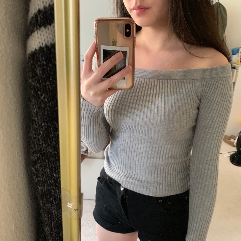 Sweater like off the shoulder top